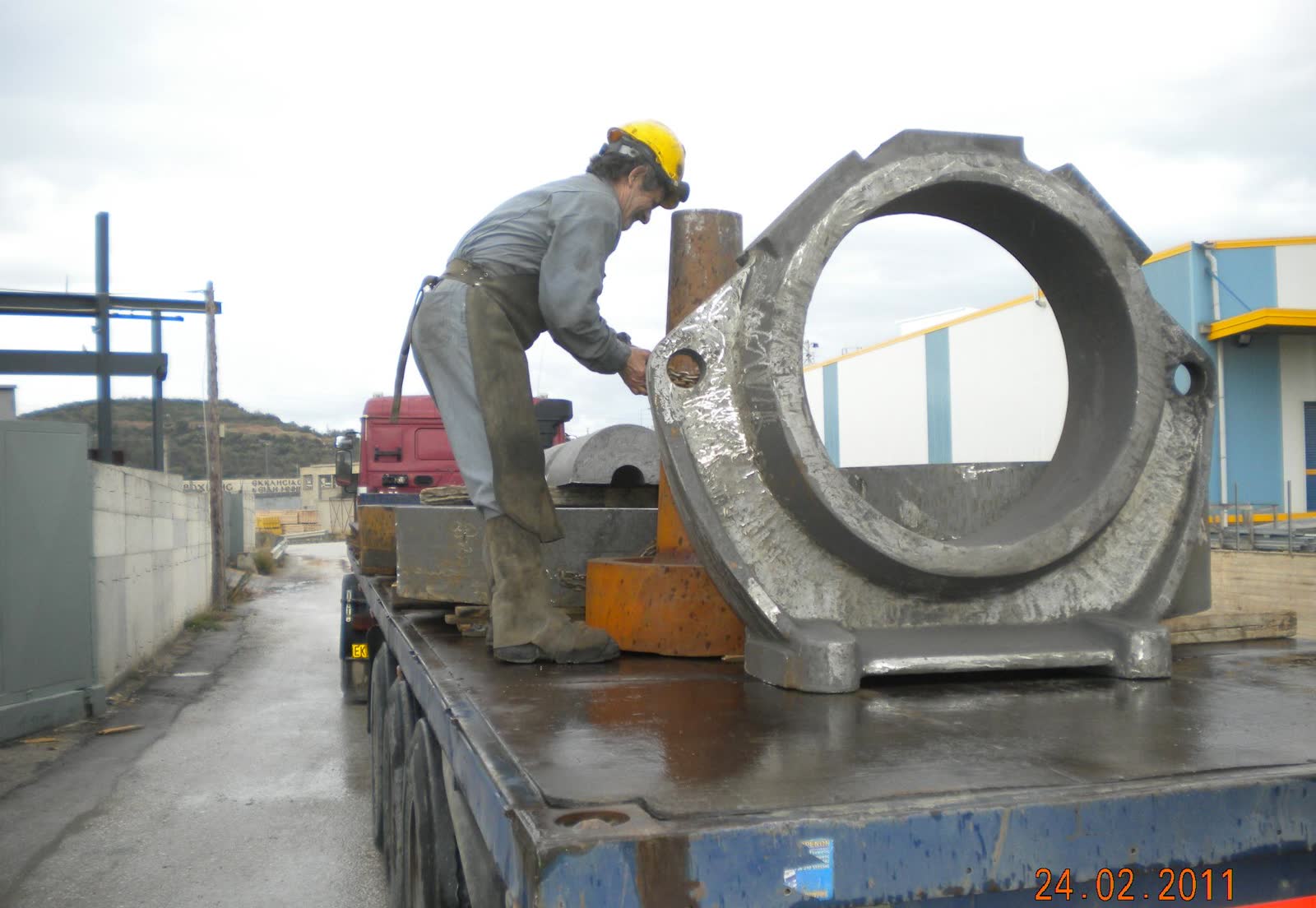 A large casting loaded on a truck for delivery
