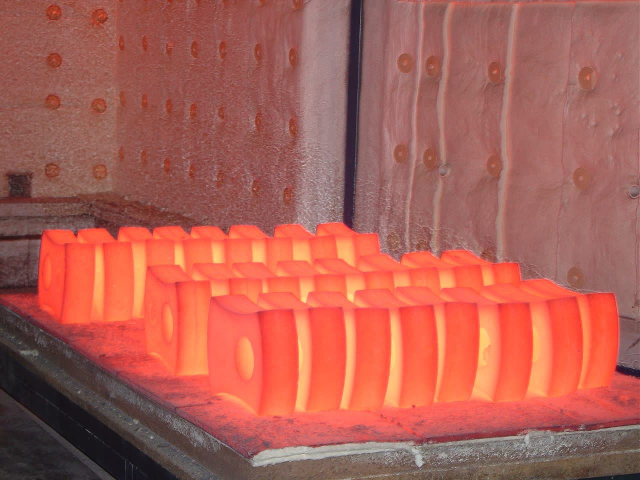 Crusher hammers in heat treatment furnace