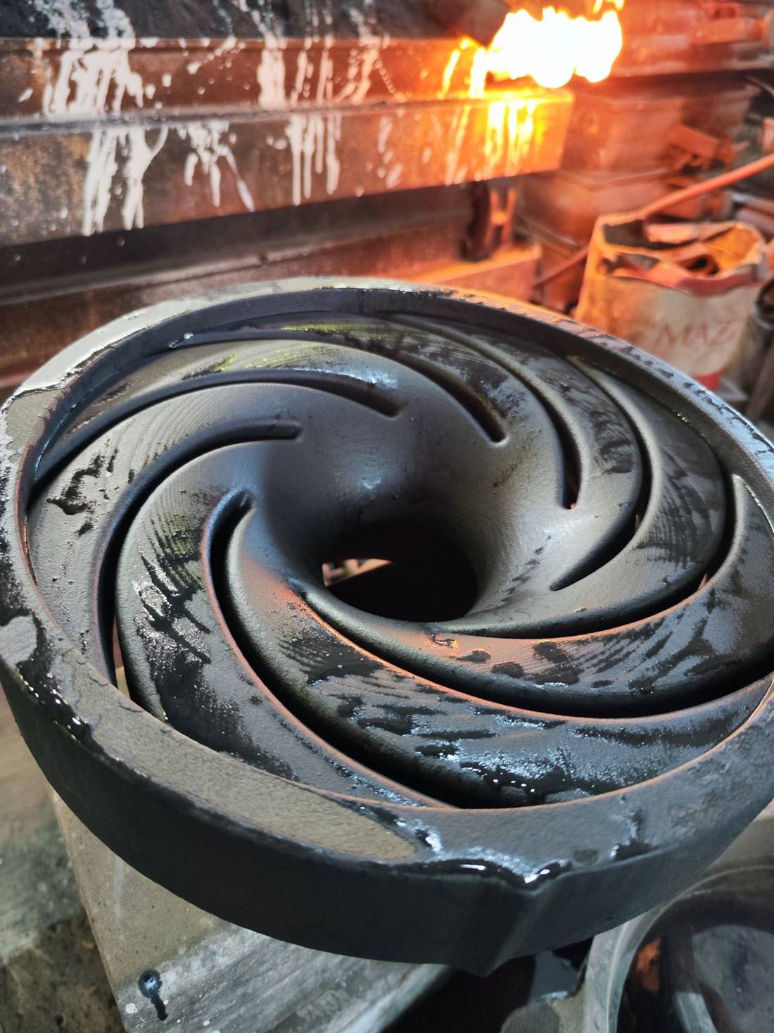 Impeller cast with a 3D-printed sand core